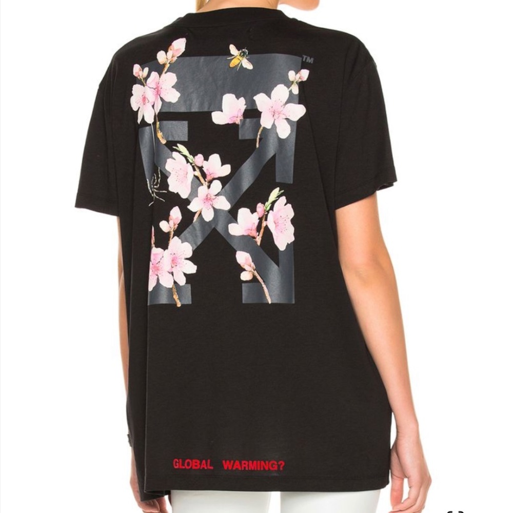 Off-White c/o Virgil Abloh Women's Black Cherry Blossom Oversized Jersey T-shirt